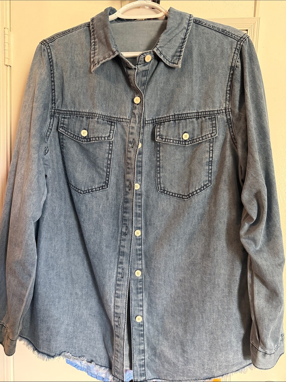 SHEIN Light Blue Denim Shirt Jacket